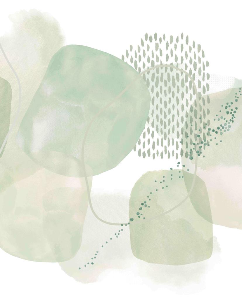 Papier peint photo Minimal Aquarell Shapes in Greige and Salbei with Punches 2,7 x 2,12 m