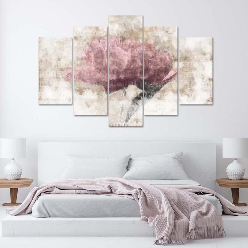 Stampa su tela 5 pezzi Fiore vintage rosa