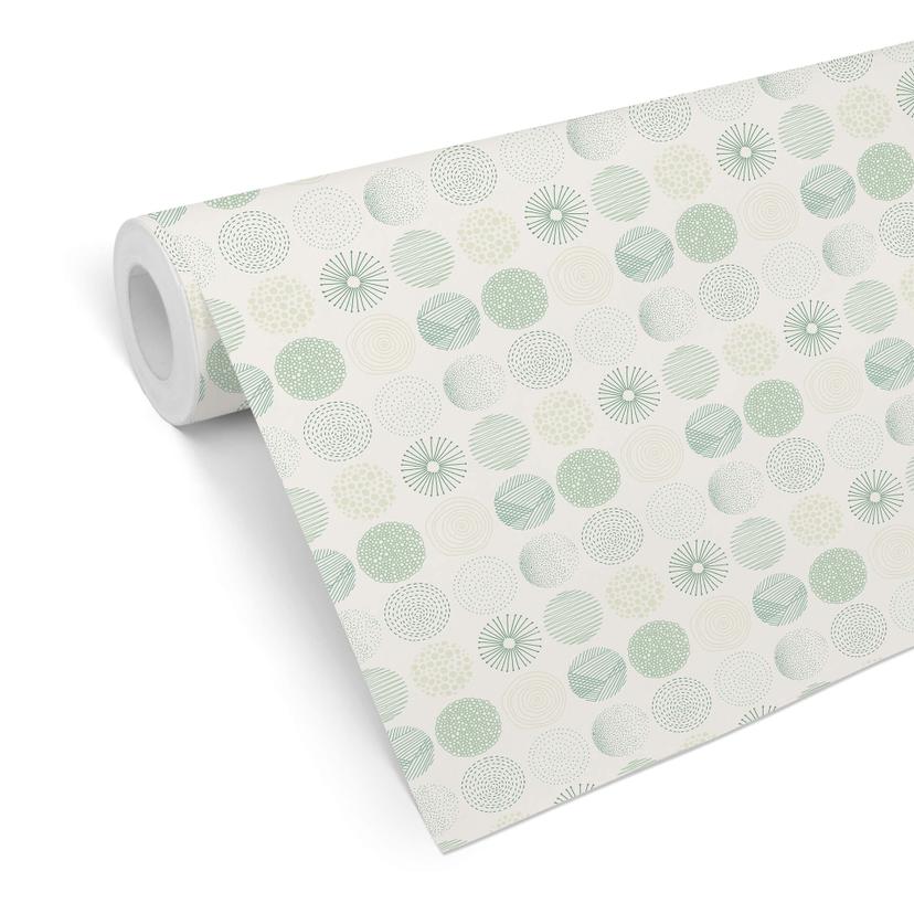 Papier peint à motifs - Cercles abstraits 01 - vert