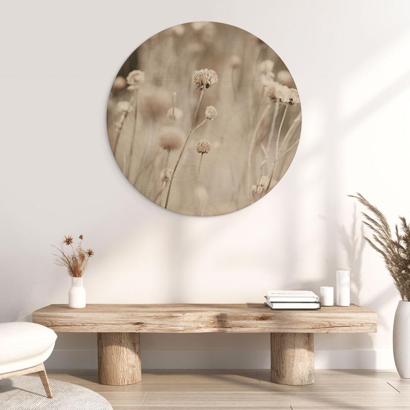 Stampa su legno Fiori secchi in colori tenui - Annie - Rotondo