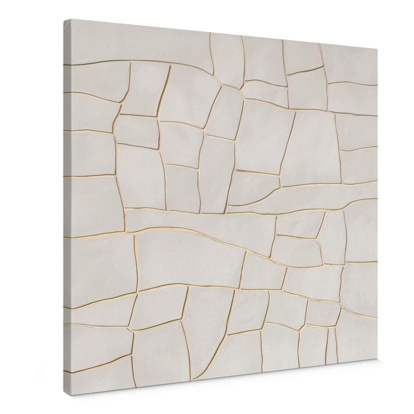 Canvasbillede Abstrakt krakeleret mønster i beige | stenmosaik - Alma - Firkantet
