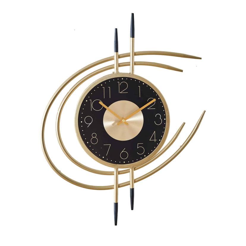 Moderne Wanduhr in Metalloptik | Mid-Century/Art-Deco | gold, 41x54 cm