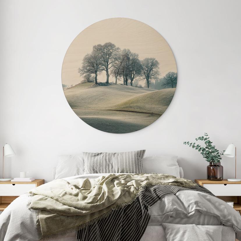 Quadro in legno Paesaggio collinare ghiacciato - Eisenmann - Tondo