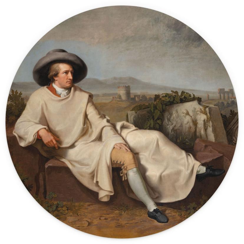Fotomurale Tischbein - Goethe nella Campagna romana - Rotondo - carta da parati in tessuto non tessu