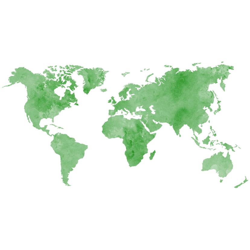 Adesivo - mappamondo VERDE in stile acquarello erde)