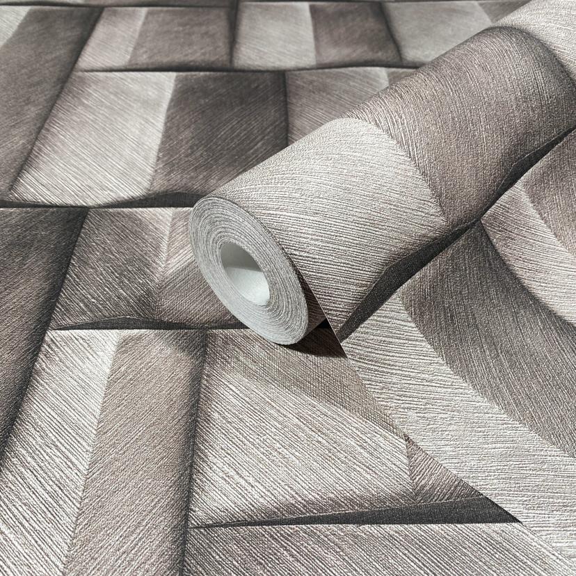 Vliestapete mit Holzmotiv geometrisch braun 3D-Optik