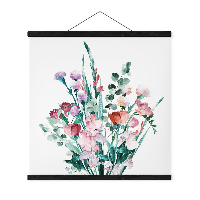 Tekstil plakat Buket af vilde blomster om foråret - Goed Blauw - Firkantet