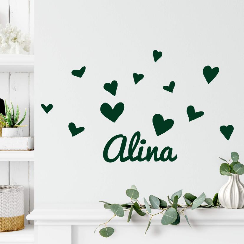 Wallsticker -  + Navn Hjerte