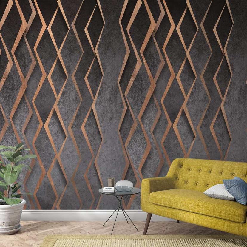 3D antracit, bronze motiv tapet,Grafisk 2,70 x 1,59 m