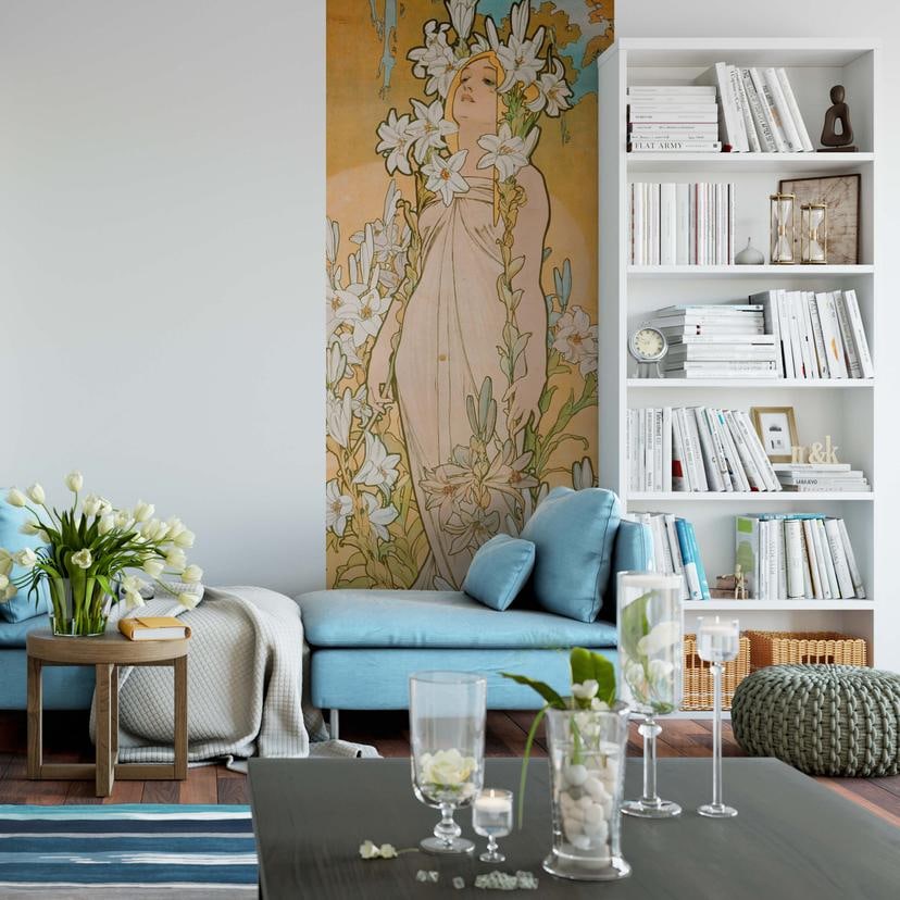 Papier peint photo Mucha - Les lilas - 96x260 cm