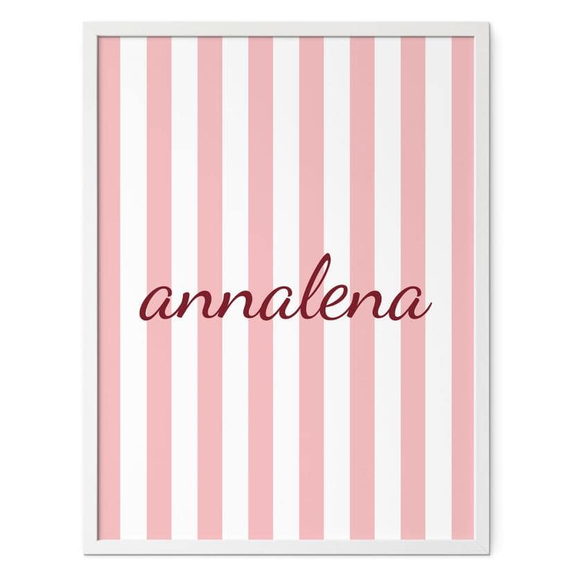 Poster personnalisable rayures roses
