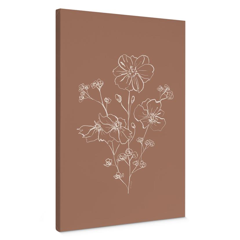 Canvasbillede Wild Rose Bouquet Mocha Mousse - Anis Illustration