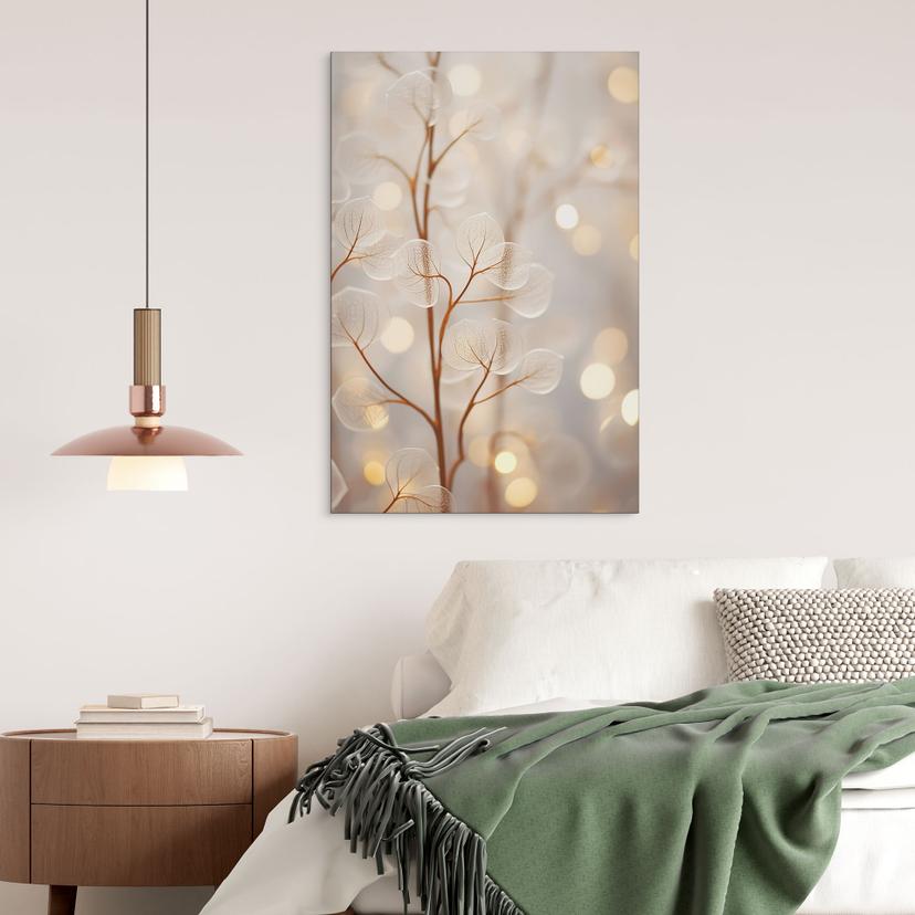 Stampe per pareti Foglie in filigrana beige - Alluminio dibond - Treechild