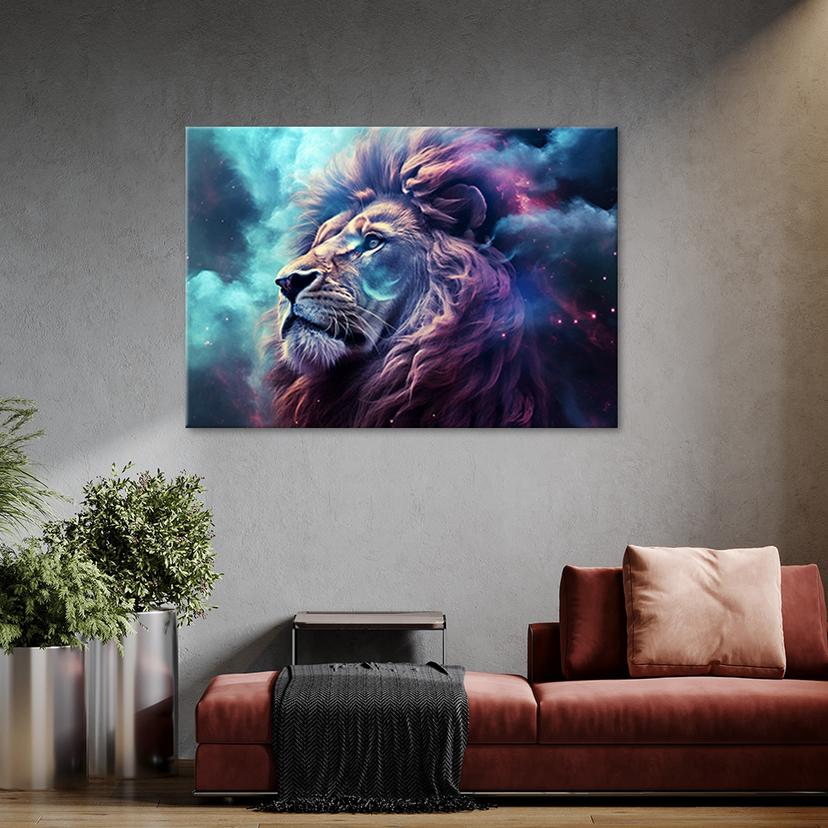 Stampa su tela Quadro astrazione leone blu