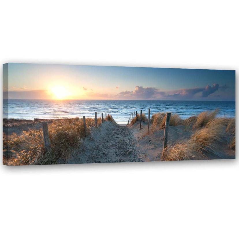 Canvasbillede, Solnedgang på stranden