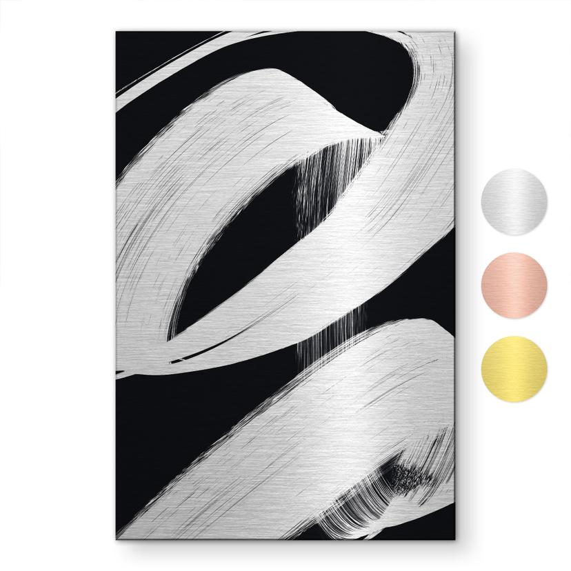 Geborsteld Alu-Dibond met goud-, zilver- & kopereffect - Penseelstreek compositie - Treechild