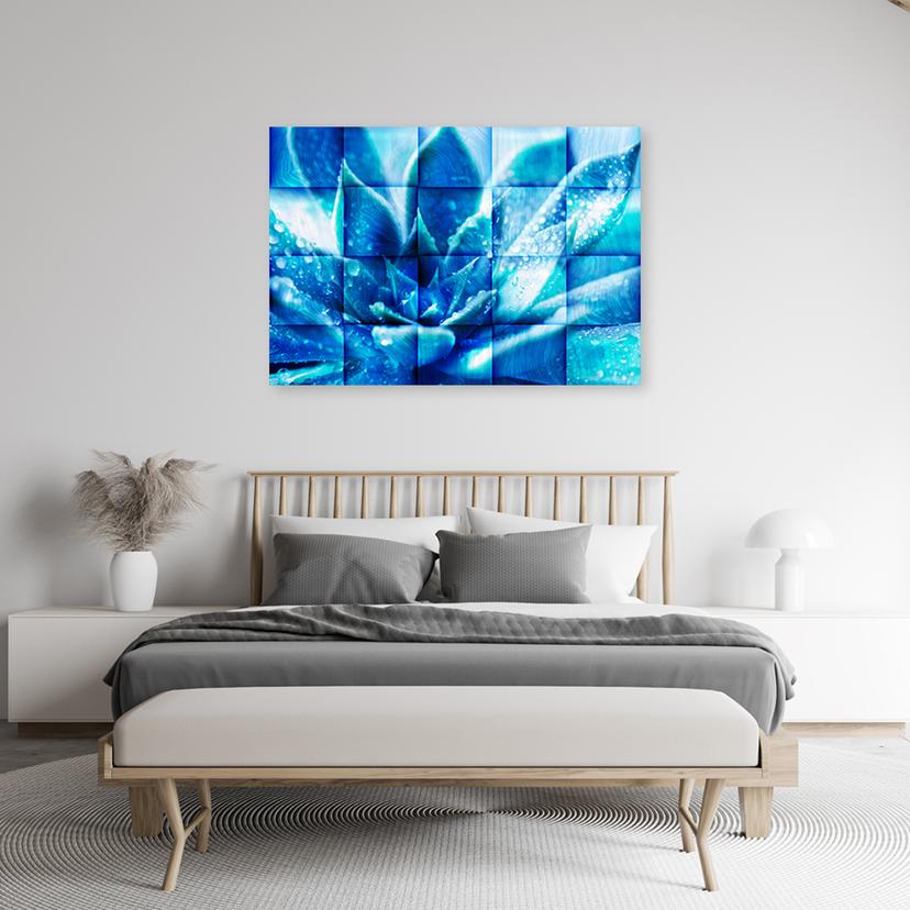Stampe su tela, fiori blu astratti 3D
