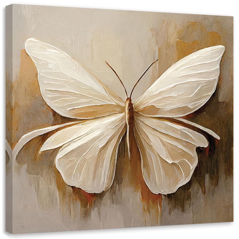 Leinwandbild Schmetterling beige gemalt