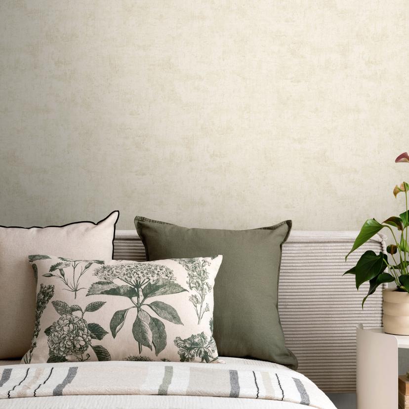 Ikke-vævet tapet retro - hørstruktur i naturlig tone & terracotta