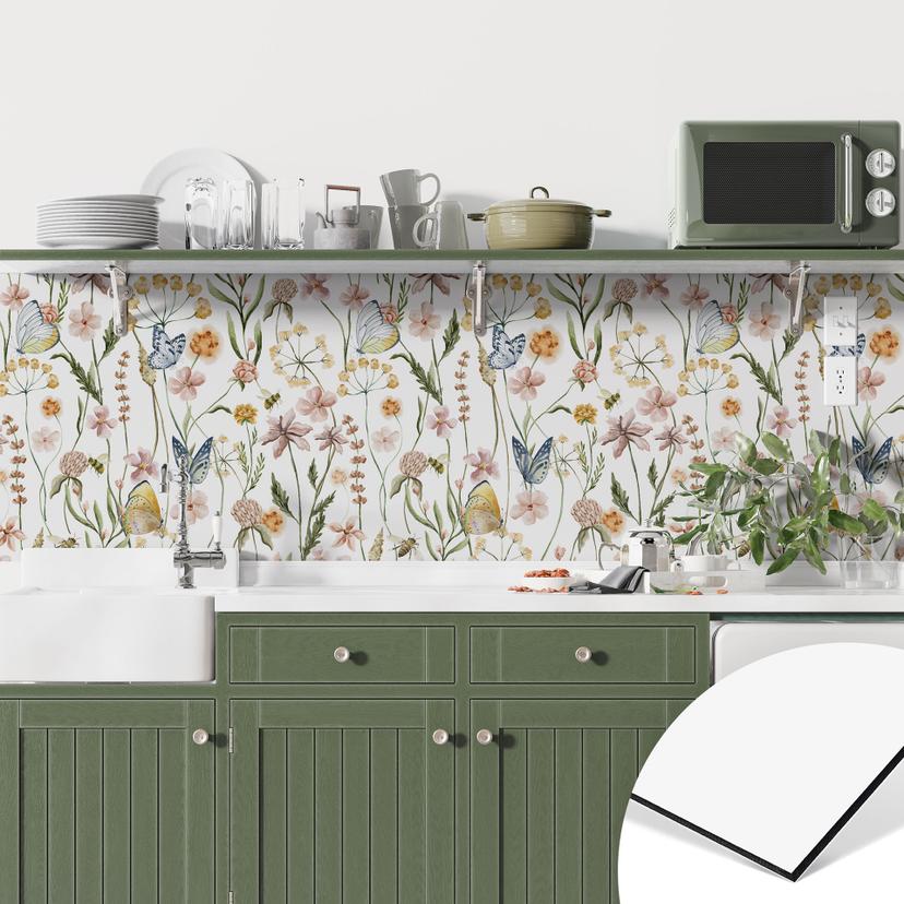 Køkken backsplash Forårseng med sommerfugle - UN Designs