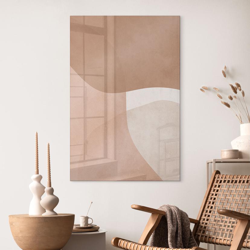 Tableau en verre acrylique Boho formes aquarelles dans les tons bruns - Costa