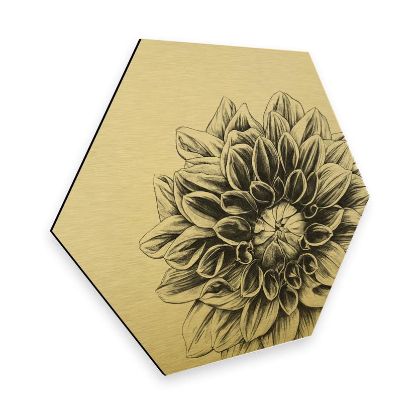 Hexagon - Alu-Dibond Goud effect Kools Dahlia