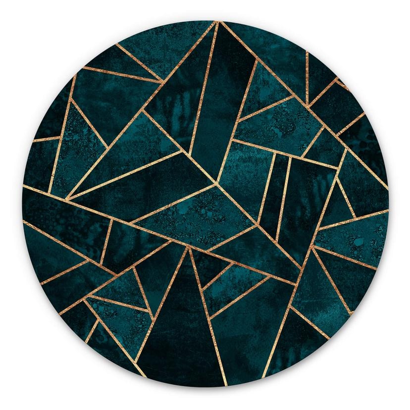 Tableau sur alu-Dibond rond Fredriksson - Pierre précieuse bleu-vert