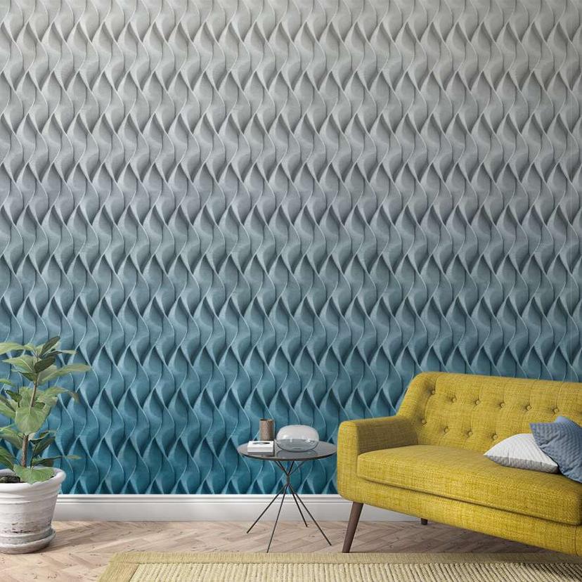 3D-printet tapet Grå, Blå, Grafisk 2,70 x 1,59 m