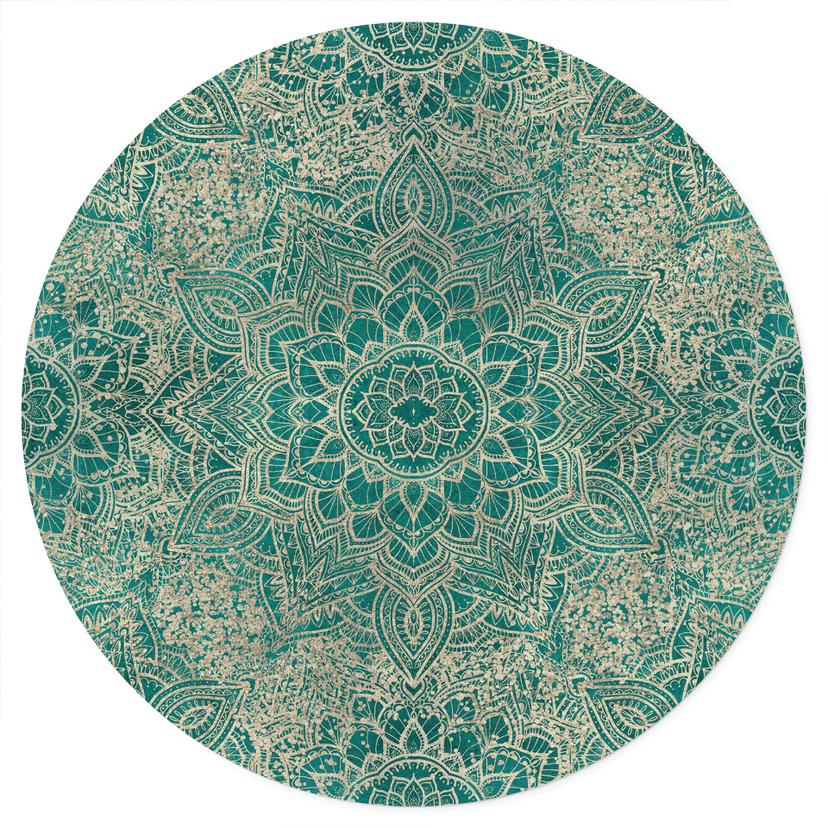 Adesivo murale Mandala Boho oro-verde - Bloomery Decor - Rotondo