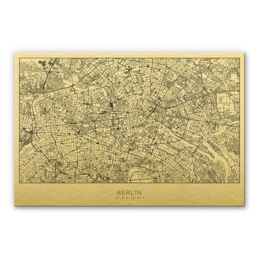 Alu-Dibond goud effect - Plattegrond Berlijn