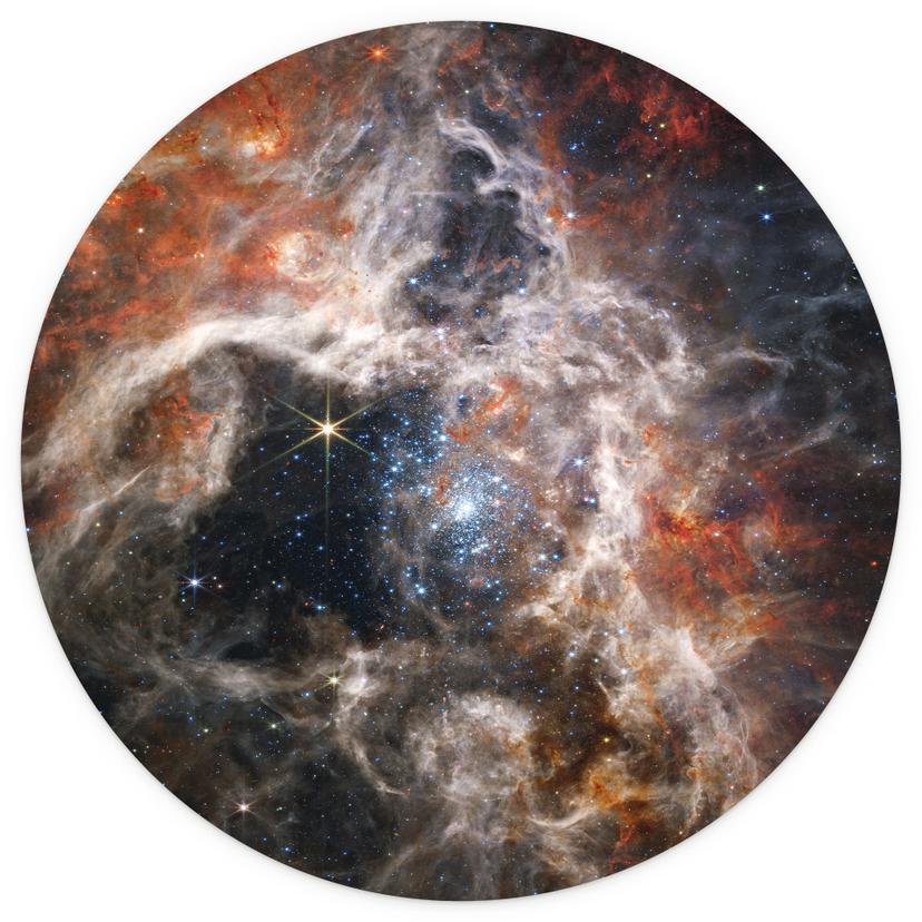Fotomurale tondo Telescopio James Webb - Nebulosa Tarantola - carta da parati in tessuto non tessuto