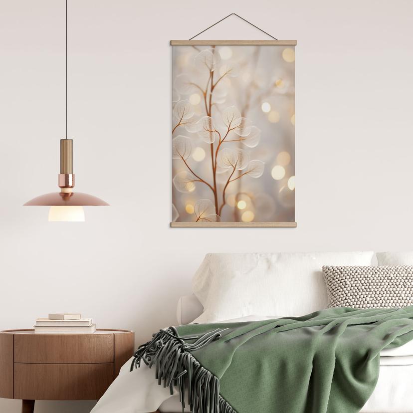 Stampe su tessuto Foglie di filigrana Beige - Treechild