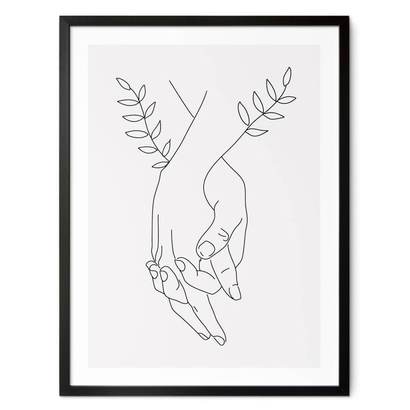 Plakat Line Art - Elskende, der holder hinanden i hånden - Lizde