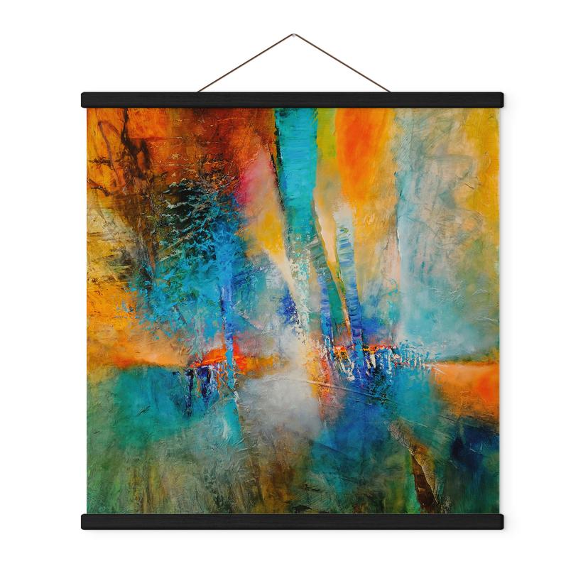 Tekstil plakat Urban light i blå og orange - Schmucker - Square