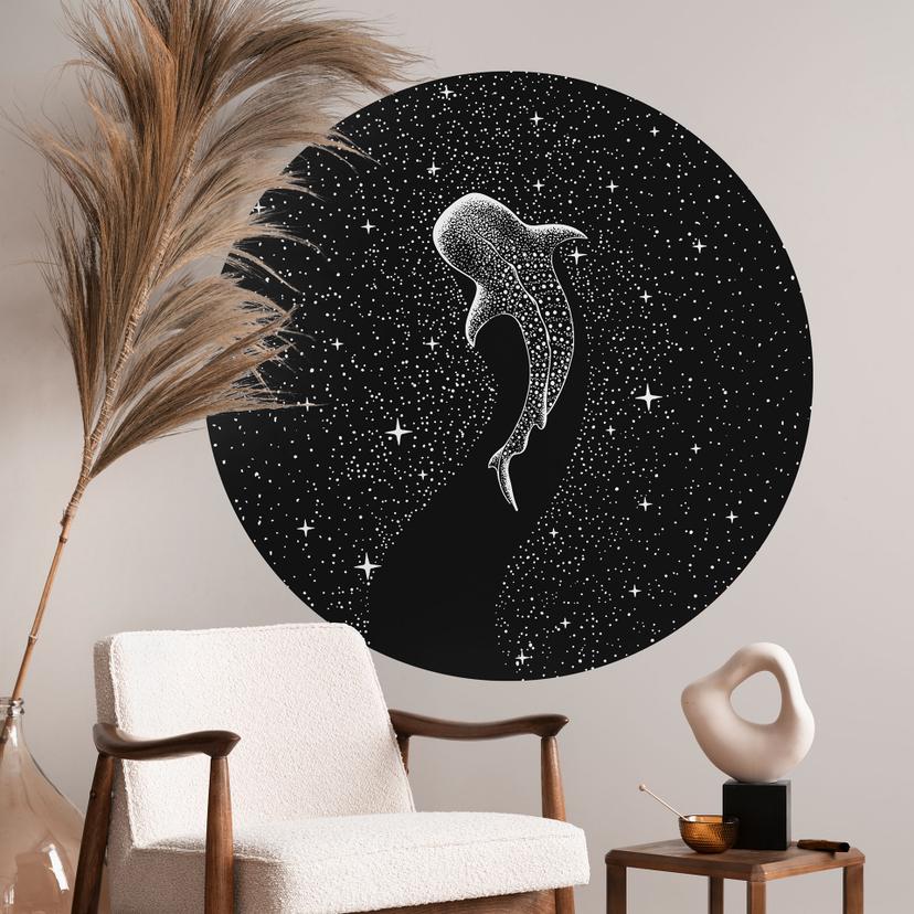 Hvalhaj i stjernernes hav Wallsticker - Cakir - Rund