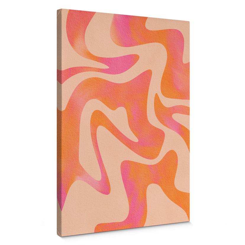 Lienzo ondas abstractas en naranja-rosa - Bloom