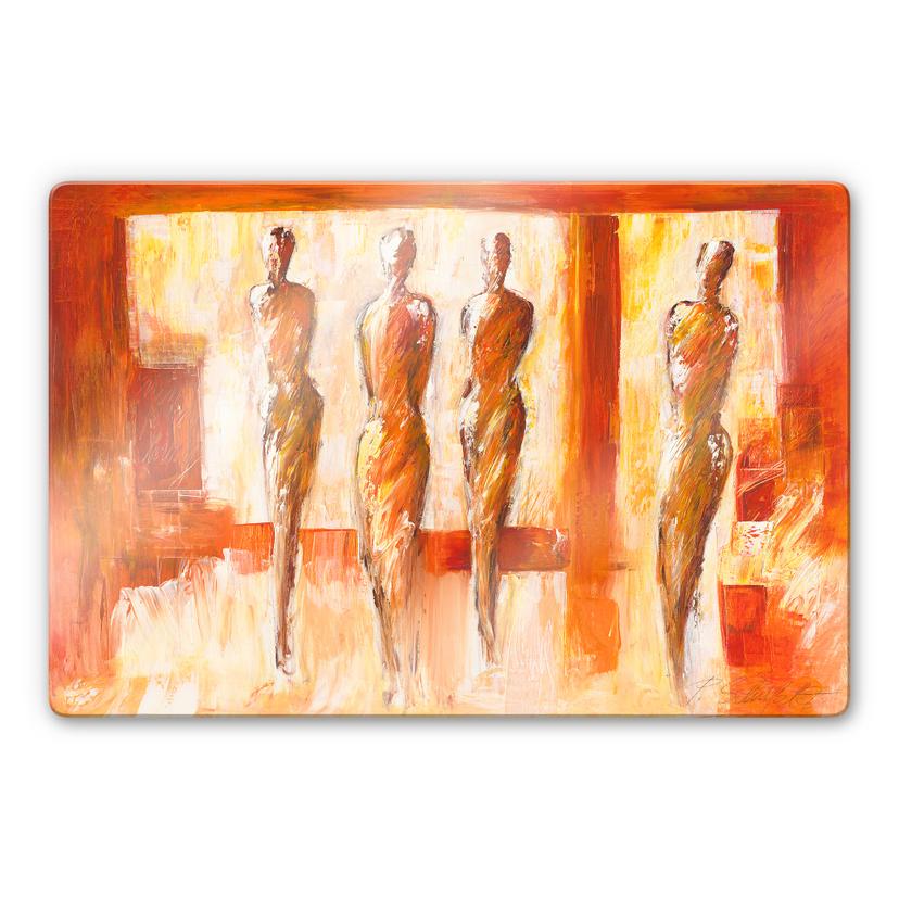 Glasbillede - Schüßler - Fire figurer i orange