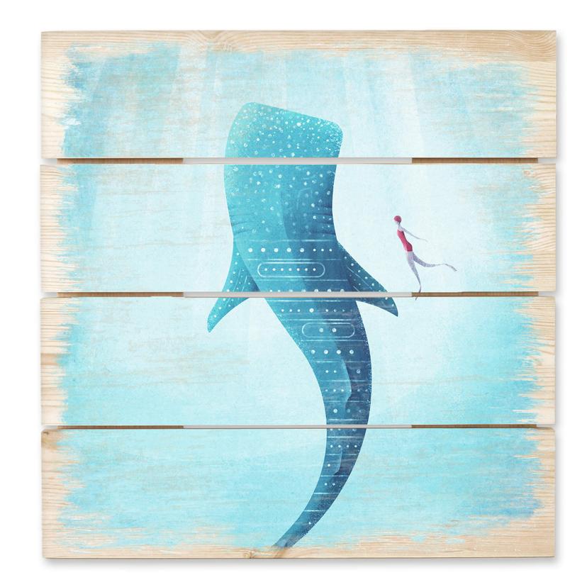 Cuadro de madera Rivers - El tiburon ballena - 40x41,5 cm