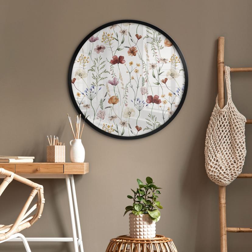 Poster Färgglada vildblommor - UN Designs - Rund