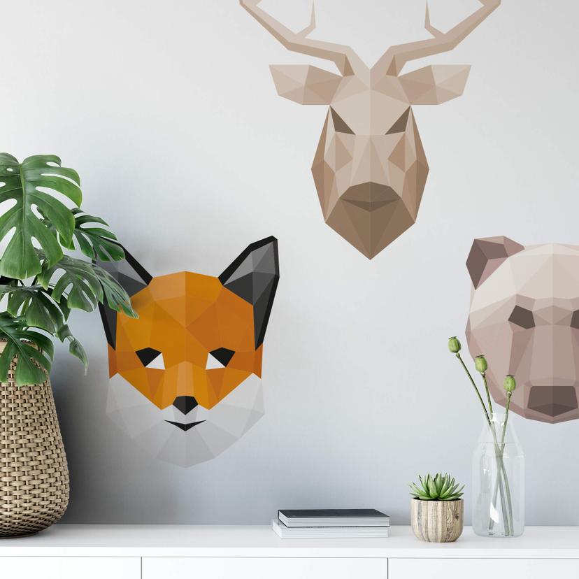 Sticker mural - Tête de renard - Géométrique