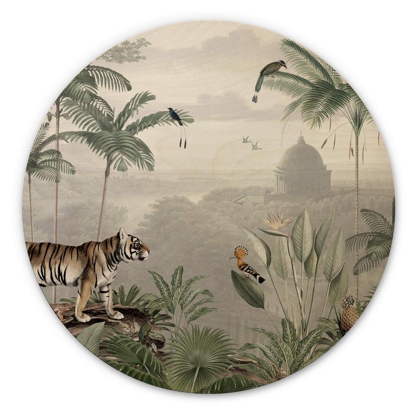 Cuadro de madera Sir Edward - Tigre en los trópicos - Redondo