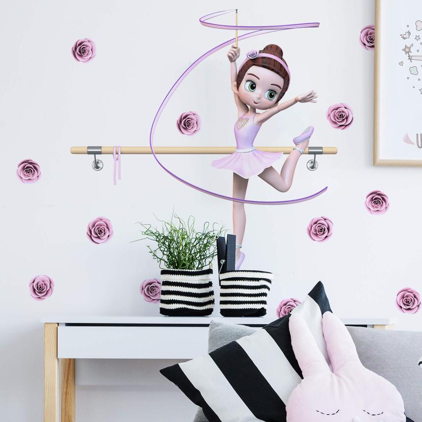 Wallsticker - Agullo - Ballerina + Hvirvelbånd