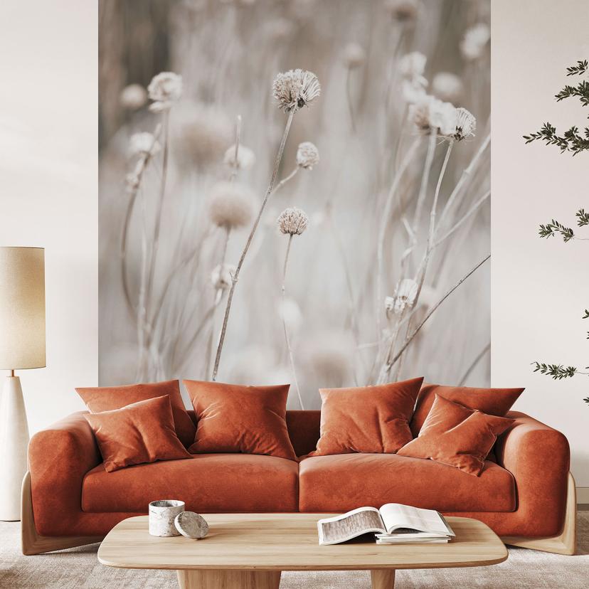 Naturfototapet Tørrede blomster i bløde toner - Annie