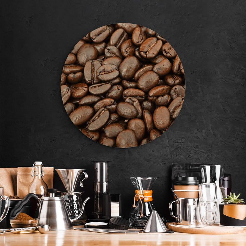 Cuadro de madera sabor granos de café - redondo