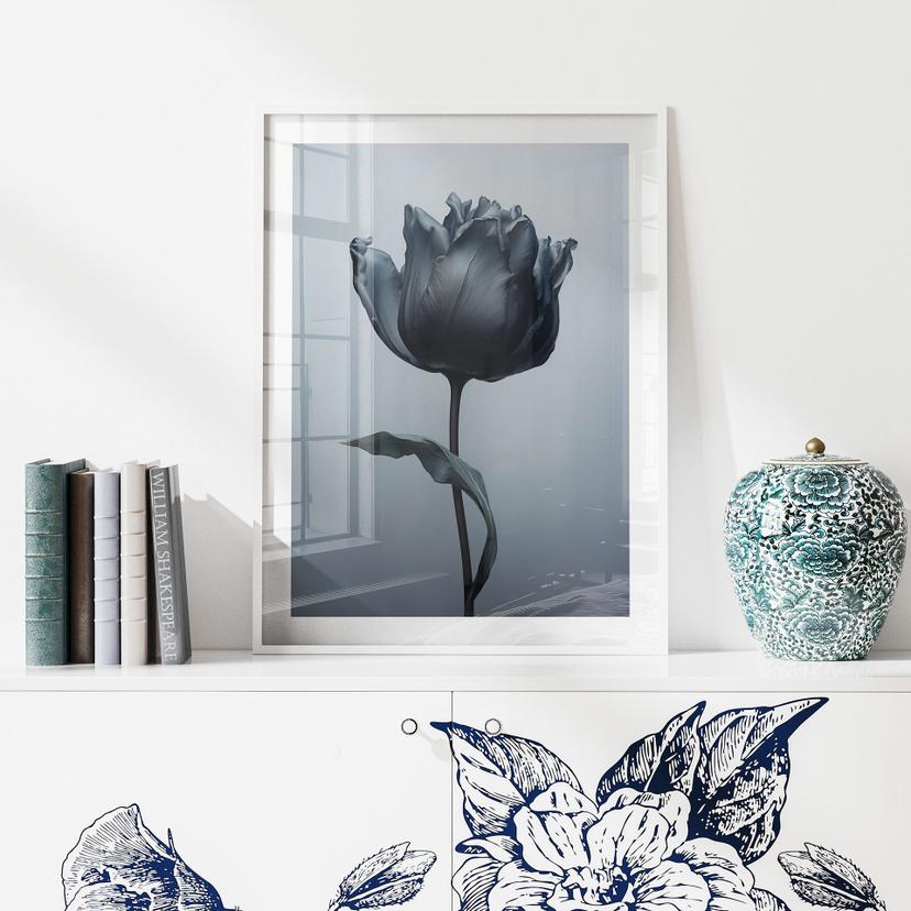 Poster Tulipano vellutato in nero - Paksoylu
