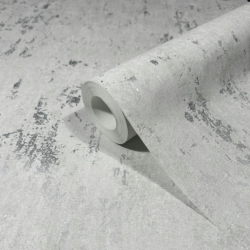 Papel pintado no tejido con aspecto de hormigón gris brillante
