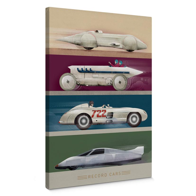 Cuadro lienzo marrón - Record Cars