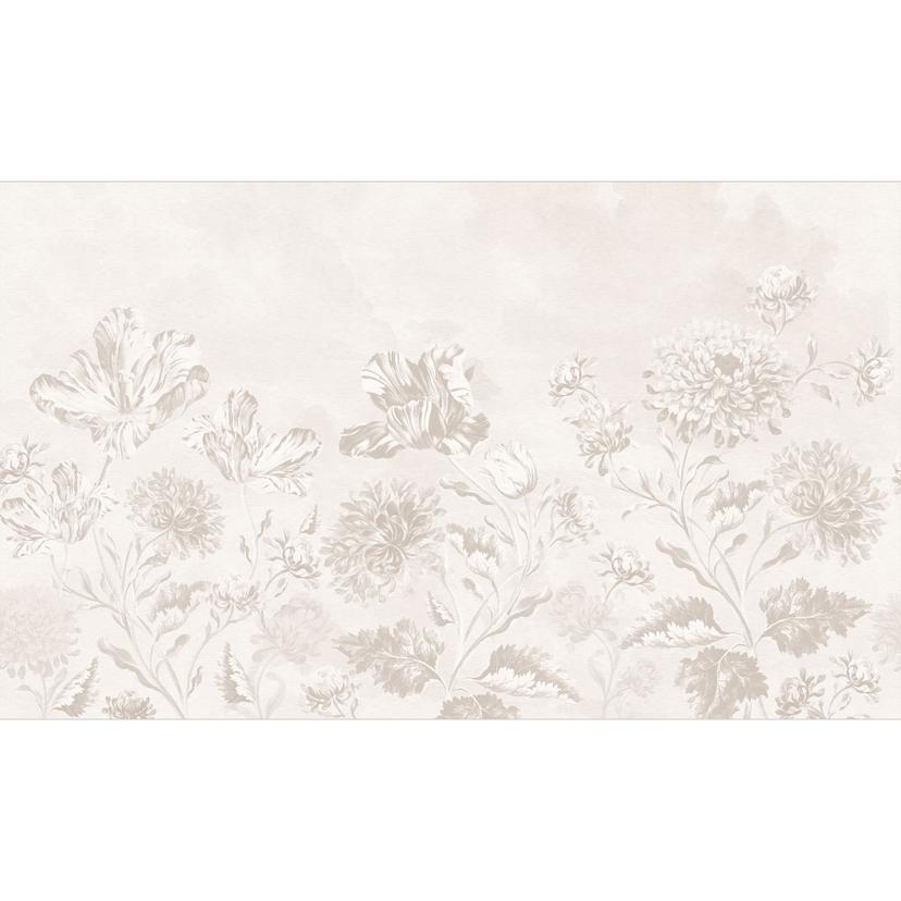 Fototapet med blommor - vildblommor i kritlook greige - Bloomery Decor