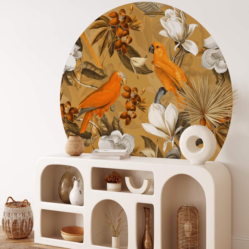 Fototapet - UN Designs - Tropical Ocher - rund - vliesetapet/selvklæbende non-woven tapet