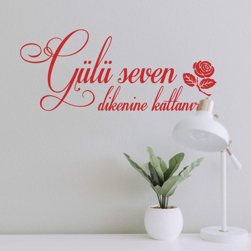 Muursticker Gülü seven dikenine katlanir